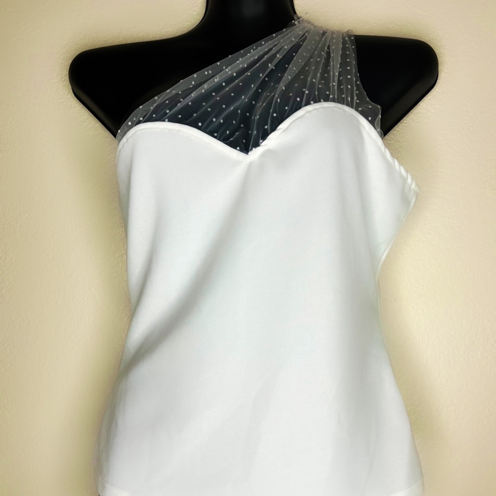 One Shoulder Mesh Top - Picture 2 of 9